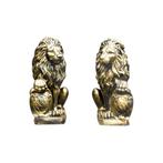 Leeuwen – set van 2 – zwart/goud – 51 cm – polystone beelden, Ophalen of Verzenden, Nieuw