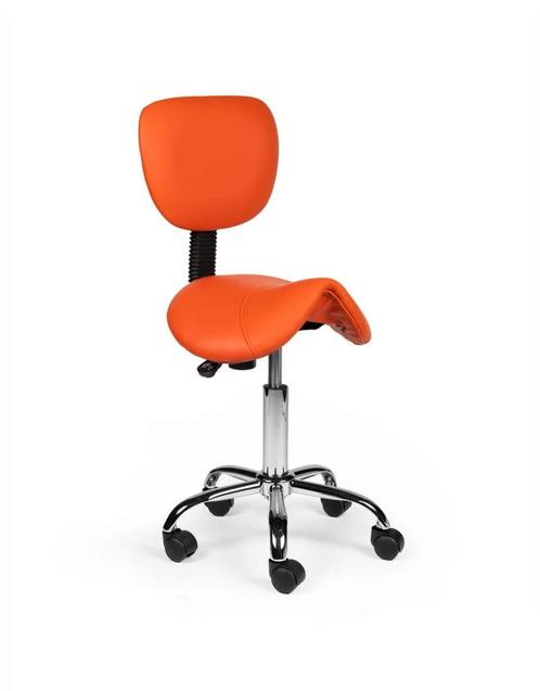 Zadelkruk met Rugleuning Oranje - Lage uitvoering, Huis en Inrichting, Krukjes