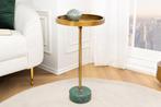 Ronde Bijzettafel TRAYFUL 60cm Messing Antiek IJzer Groen, Huis en Inrichting, Tafels | Sidetables, Ophalen of Verzenden, Nieuw