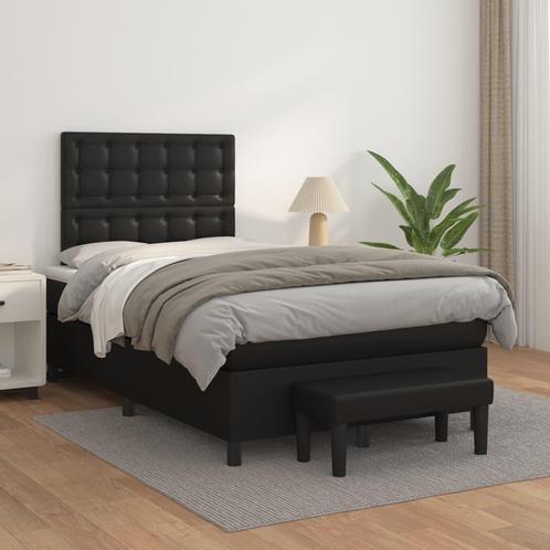 vidaXL Boxspring met matras kunstleer zwart 120x200 cm, Huis en Inrichting, Slaapkamer | Bedden, 120 cm, 200 cm, Zwart, Twijfelaar