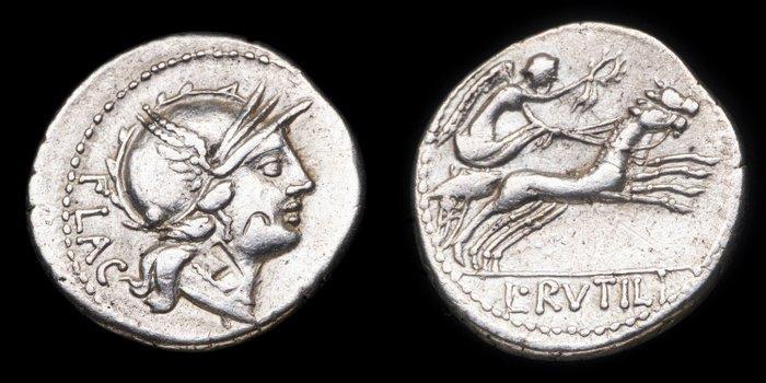 Romeinse Republiek. L. Rutilius Flaccus (77 b. C.). Denarius, Postzegels en Munten, Munten | Europa | Niet-Euromunten