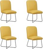 Set van 4 Gele leren industriële design eetkamerstoelen - To, Nieuw, Vier, Modern, Leer