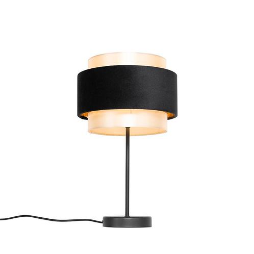 Moderne tafellamp zwart met goud - Elif, Huis en Inrichting, Lampen | Tafellampen, Nieuw, Overige materialen, Minder dan 50 cm