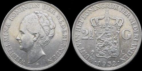 Netherlands Wilhelmina I 2 1/2 gulden(rijksdaalder)1932 z..., Postzegels en Munten, Munten | Europa | Niet-Euromunten, Verzenden