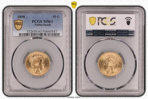 Gouden Wilhelmina 10 gulden 1898 MS63 z.p. PCGS, Postzegels en Munten, Munten | Nederland, Losse munt, 10 gulden, Koningin Wilhelmina
