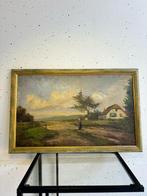 Hollandse School (XX) - Stille Boerderijwandeling, Antiek en Kunst, Kunst | Schilderijen | Klassiek