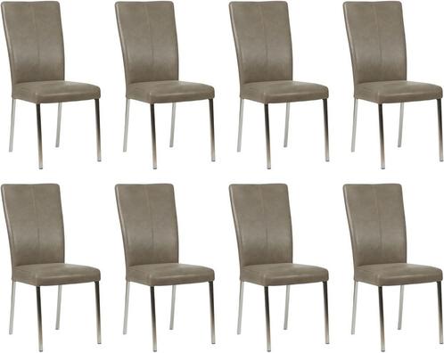 Set van 8 Leren eetkamerstoelen - Echt leer, Modern, Comfort, Huis en Inrichting, Stoelen, Vijf, Zes of meer stoelen, Overige kleuren