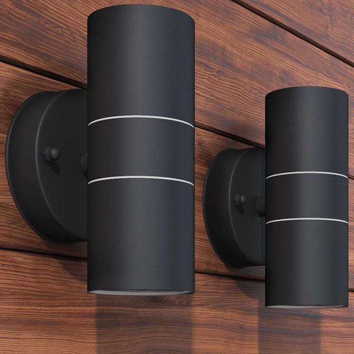 vidaXL LED-wandlamp buiten op-/neerwaarts RVS 2 st, Tuin en Terras, Buitenverlichting, Wandlamp, Nieuw, Rvs, Verzenden