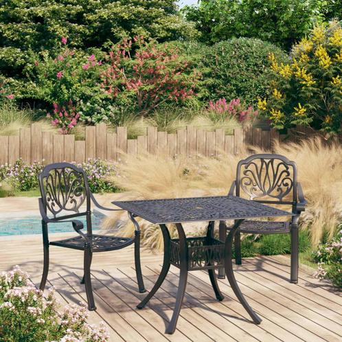 vidaXL 3-delige Bistroset gietaluminium zwart, Tuin en Terras, Tuinsets en Loungesets, Nieuw, 2 zitplaatsen, Aluminium, Verzenden