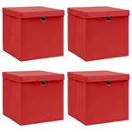 vidaXL Opbergboxen met deksel 4 st 32x32x32 cm stof rood, Huis en Inrichting, Verzenden, Nieuw