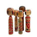 Set van 5 traditionele Japanse Kokeshi-poppen – grote houten, Antiek en Kunst