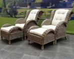 Naturel lounge balkonset 4-delig naturel rotan wit, Tuin en Terras, Ophalen of Verzenden, Nieuw