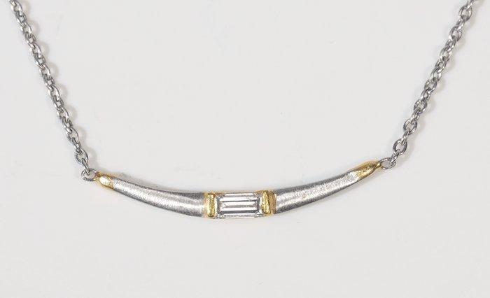 Halsketting - 18 karaat Platina, Geel goud Diamant, Sieraden, Tassen en Uiterlijk, Kettingen