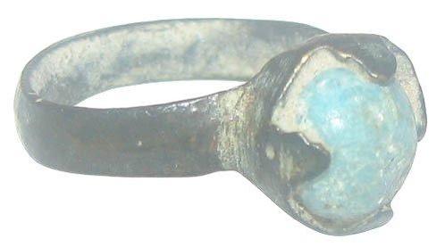 Byzantijns Bronsring met gevat behuizing en een cabochon van, Sieraden, Tassen en Uiterlijk, Antieke sieraden
