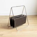 Tijdschriftenhouder - Verchroomd, Leder - Design krantenrek