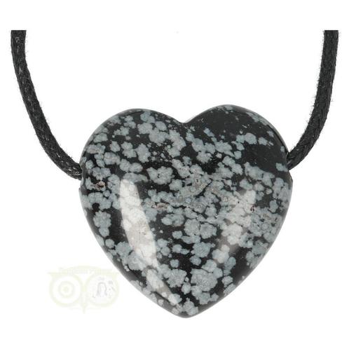 Sneeuwvlok Obsidiaan doorboorde hart hanger ± 3 cm Nr 16, Sieraden, Tassen en Uiterlijk, Edelstenen, Nieuw, Verzenden