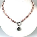 Halsketting Zilver Parel - Parel - Tahiti Ø11,6 mm Amethysts, Nieuw