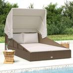 vidaXL Ligbed met inklapbaar dak 200x114x128 cm poly rattan, Tuin en Terras, Verzenden, Nieuw