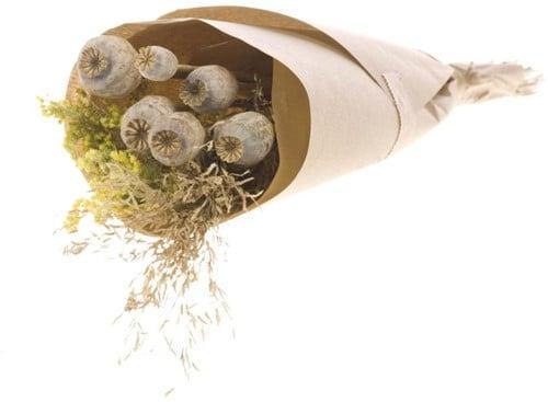 Droogbloemenboeket papaver in craft paper natural geschikt, Huis en Inrichting, Woonaccessoires | Kunstplanten en Kunstbloemen