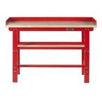 Werkbank 150 cm met hardhouten blad en opzetrand