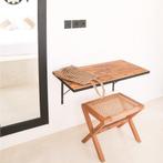 Grote houten kruk INDRA (beige) gemaakt van Trembesi met een, Verzenden, Nieuw