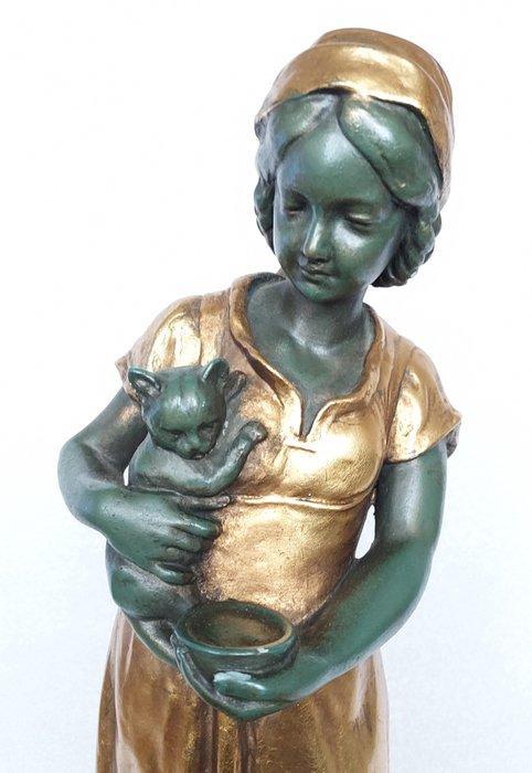 GvP Paridon - Beeldje, Art Nouveau beeld van een meisje dat, Antiek en Kunst, Curiosa en Brocante