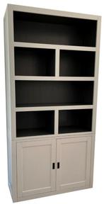 Witte design vakkenkast ongelijke vakken 120 x 240cm, Huis en Inrichting, Kasten | Buffetkasten, Ophalen of Verzenden, Nieuw