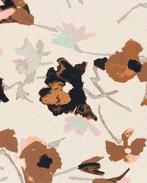 Viscose Linnen Bloemen Beige, Nieuw, Beige