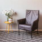 4x Montis Charly Fauteuil Antraciet-Bruin Leder – Zwart/Dop, Ophalen, Minder dan 75 cm, Zo goed als nieuw, Leer