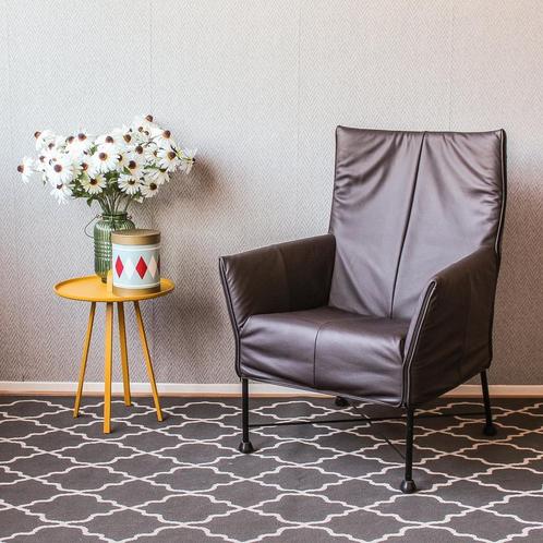 4x Montis Charly Fauteuil Antraciet-Bruin Leder – Zwart/Dop, Huis en Inrichting, Fauteuils, Minder dan 75 cm, Zo goed als nieuw