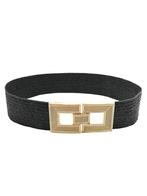 Riem Stretch Gesp Vierkant Zwart, dames riem, Kleding | Dames, Riemen en Ceinturen, Verzenden, Nieuw