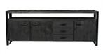 Dressoir ‘Norris’ – Zwart Hout/Metaal | 210 cm, Ophalen, Nieuw