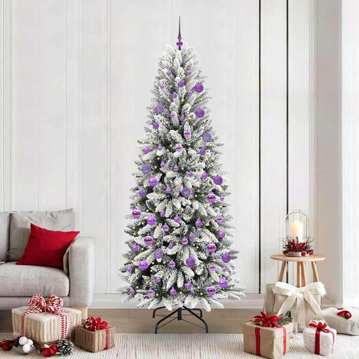vidaXL Kunstkerstboom Wit 210 cm PVC en Plastic en Staal en, Diversen, Kerst, Nieuw, Verzenden
