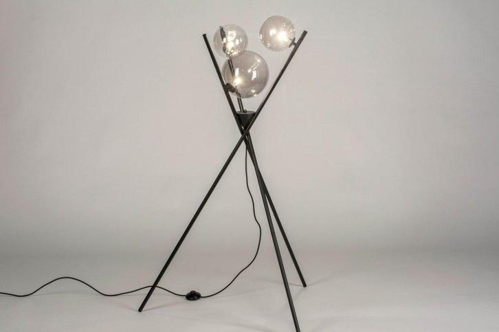 Rietveld Vloerlampen - Zwart - Glas, Metaal, Huis en Inrichting, Lampen | Vloerlampen, Verzenden