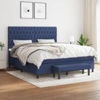 vidaXL Boxspring met matras stof blauw 180x200 cm, Eenpersoons, Nieuw, 80 cm, 200 cm