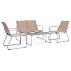 vidaXL 4-delige Loungeset stof en staal taupe, 4 zitplaatsen, Verzenden, Nieuw, Loungeset
