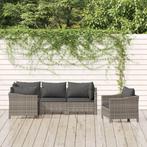 vidaXL 5-delige Loungeset met kussens poly rattan grijs, Verzenden, Nieuw, Rotan, Loungeset