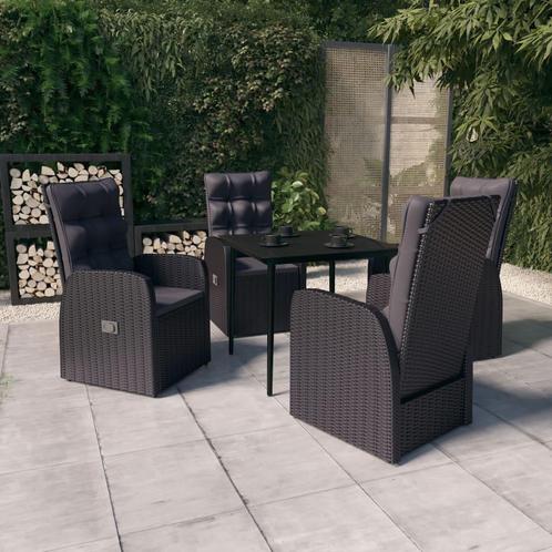 vidaXL 5-delige Tuinset met kussens zwart, Tuin en Terras, Tuinsets en Loungesets, Tuinset, Nieuw, 4 zitplaatsen, Rotan, Verzenden