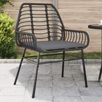 vidaXL Tuinstoelen 2 st met kussens poly rattan zwart, Verzenden, Nieuw, Rotan