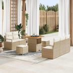 vidaXL Tuinbankenset met kussen 8 pcs Beige poly rattan, Verzenden, Nieuw, Rotan