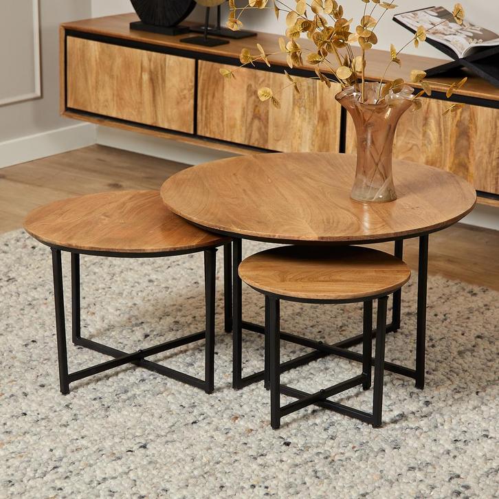 Salontafel RichWood | Set van 3, Huis en Inrichting, Tafels | Salontafels, Nieuw, Ophalen of Verzenden