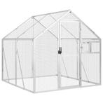 Volière Vogelkooi 1,79x2x1,85 m aluminium zilverkleurig