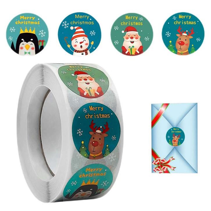 500 Kerst Stickers Op Rol - 2.5cm - Kerststickers -, Diversen, Cadeauverpakkingen, Verzenden