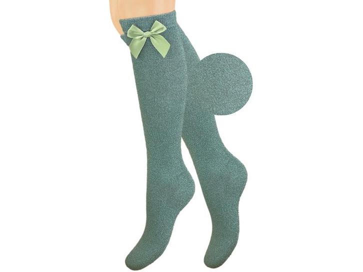 Meisjes Kniekous - Zijde Strikje - Glitter - Mint, Kleding | Dames, Sokken en Kousen, Verzenden