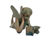 Beeldje - Fairy with book - Brons
