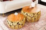 Ronde set van 2 salontafels ABSTRACT LEAF 70cm Natuurlijk, Ophalen of Verzenden, Nieuw