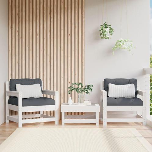vidaXL Tuinstoelen met kussens 2 st massief grenenhout wit, Tuin en Terras, Tuinsets en Loungesets, Tuinset, Nieuw, Verzenden