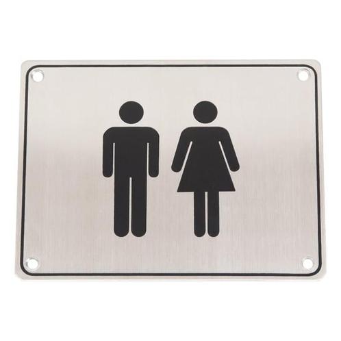 Wc pictogram mannen & vrouwen RVS vierkant, Doe-het-zelf en Verbouw, Hang- en Sluitwerk, Nieuw, Overige materialen, Ophalen of Verzenden