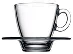 GGM Gastro | (24 stuks) Theeglas met schotel - AQUA - 210 ml, Huis en Inrichting, Keuken | Servies, Verzenden, Nieuw, Effen, Kop(pen) en/of Schotel(s)