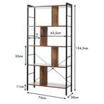 5 Tier Boekenkast Metalen Frame Boekenkast Staand Hout 74 x, Huis en Inrichting, Kasten | Boekenkasten, Nieuw, Verzenden